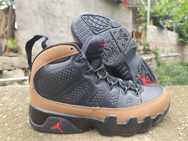 Men's Running weapon Air Jordan 9 Black/Brown Shoes 026